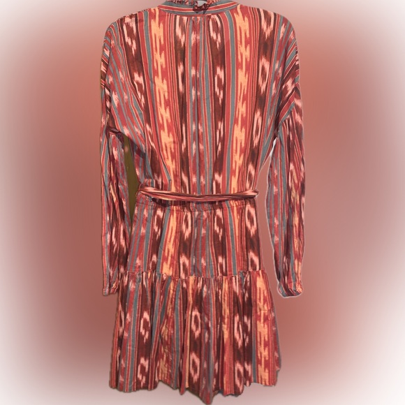 Ralph Lauren Geo-Stripe Belted Cotton Voile Dress Size 6 Fuchsia/Orange/Multi - Picture 7 of 11